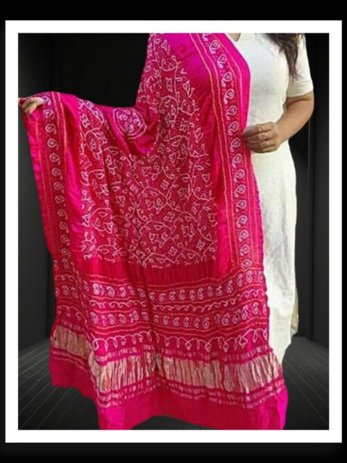 Pink Shikari Bandhani Dupatta Pure GajiSilk