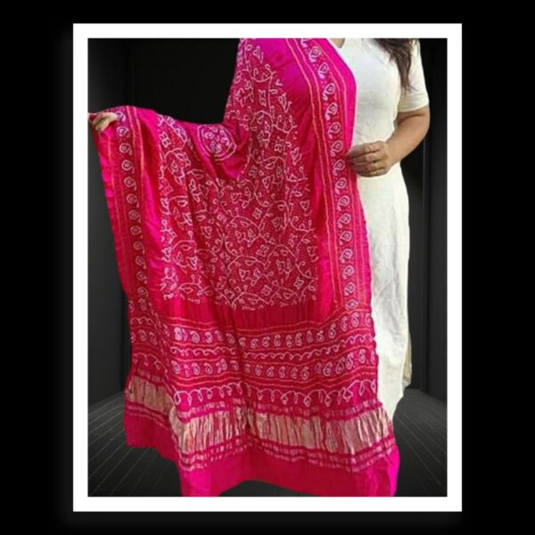 Pink Shikari Bandhani Dupatta Pure GajiSilk