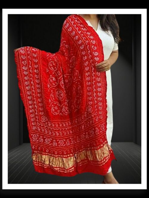 Red Shikari Bandhani Dupatta Pure GajiSilk
