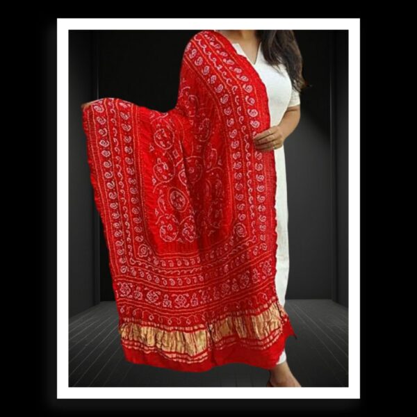 Red Shikari Bandhani Dupatta Pure GajiSilk