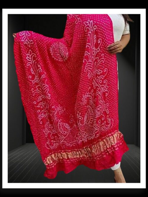 Rani Bandhani Dupatta Peacock Designer Pure GajiSilk