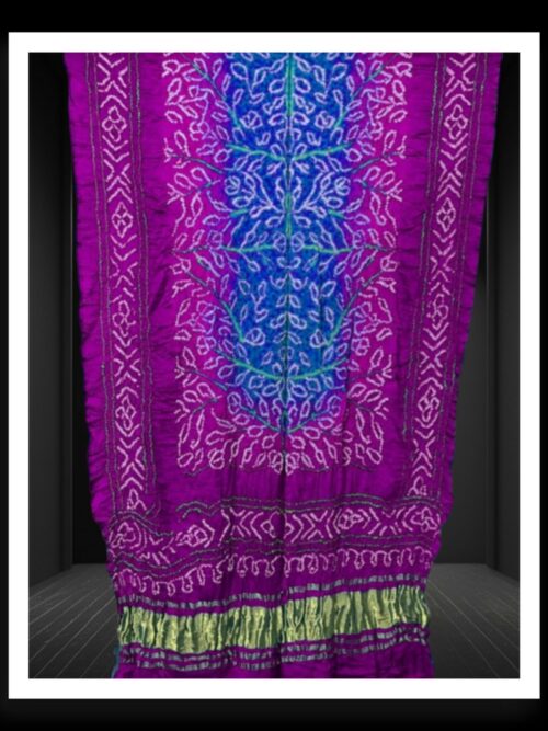 Magenta Blue Ambadal Bandhani Dupatta Pure GajiSilk