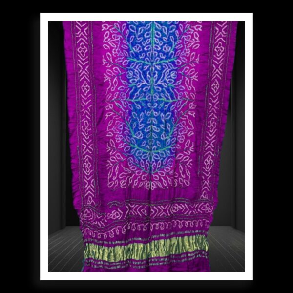 Magenta Blue Ambadal Bandhani Dupatta Pure GajiSilk