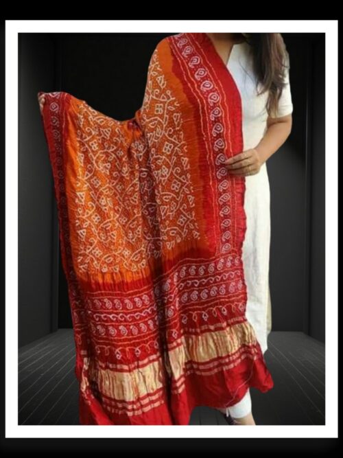 Red Mustard Shikari Bandhani Dupatta Pure GajiSilk