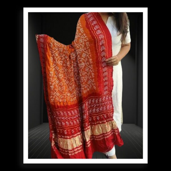 Red Mustard Shikari Bandhani Dupatta Pure GajiSilk