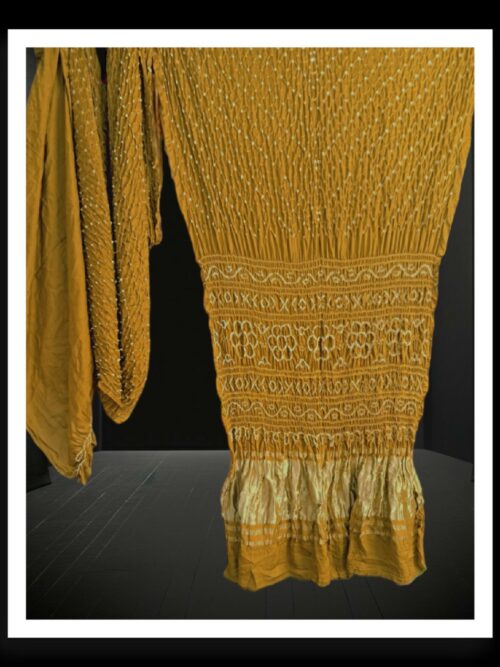 Mustard Lagdi Palav Bandhani Saree Pure GajiSilk