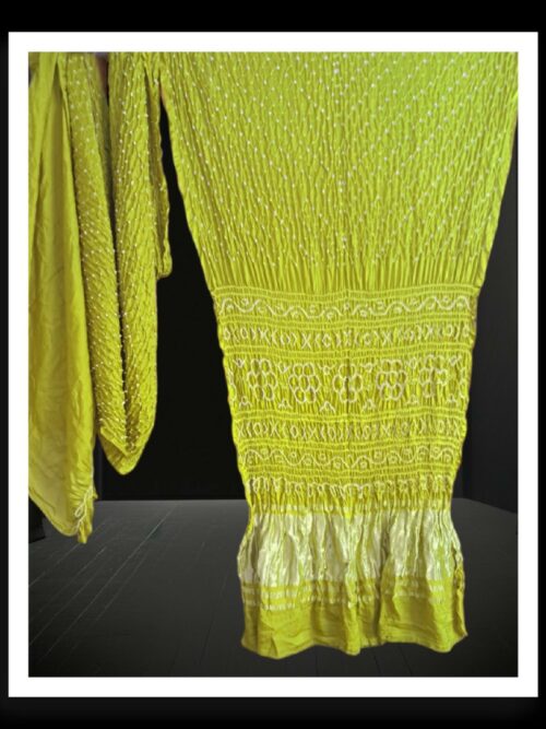 Lime Lagdi Palav Bandhani Saree Pure GajiSilk
