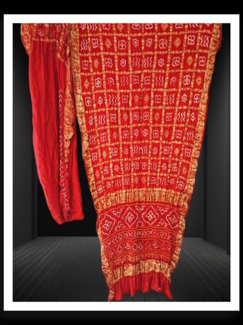 Red Naksi Zari Gharchola Bandhani Saree Pure GajiSilk
