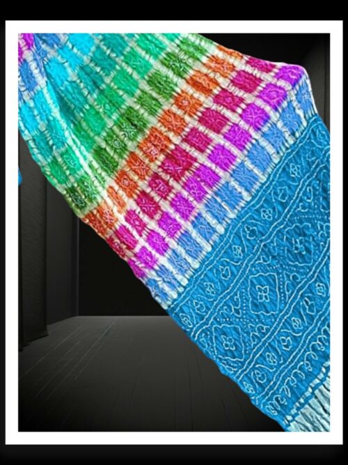 Sky Multi Colour Gharchola Bandhani Saree Pure GajiSilk