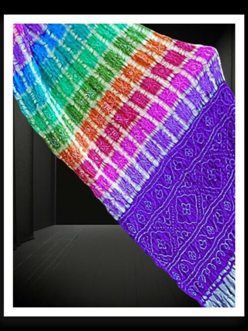 Purple Multi Colour Gharchola Bandhani Saree Pure GajiSilk