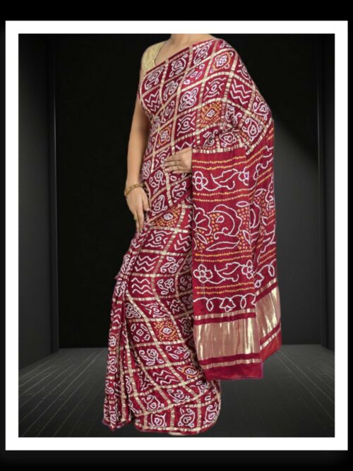 Red Bandhani Gharchola Saree Pure GajiSilk