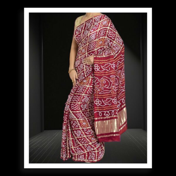 Red Bandhani Gharchola Saree Pure GajiSilk