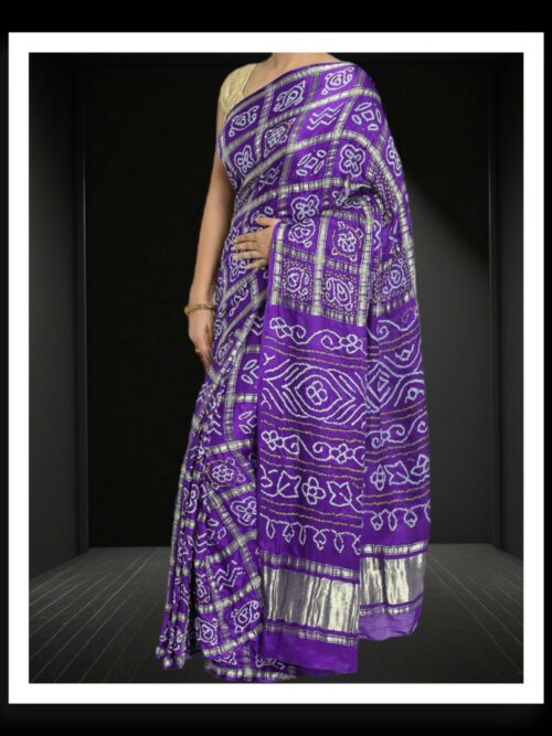 Purple Bandhani Gharchola Saree Pure GajiSilk