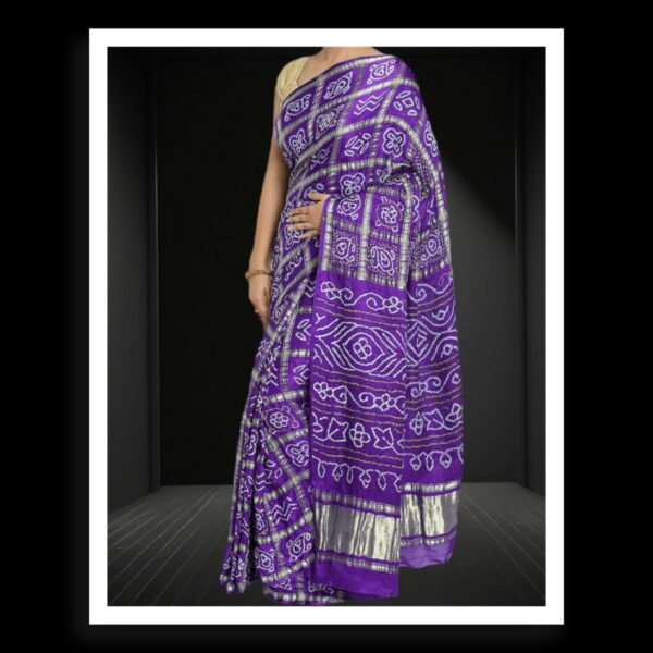 Purple Bandhani Gharchola Saree Pure GajiSilk