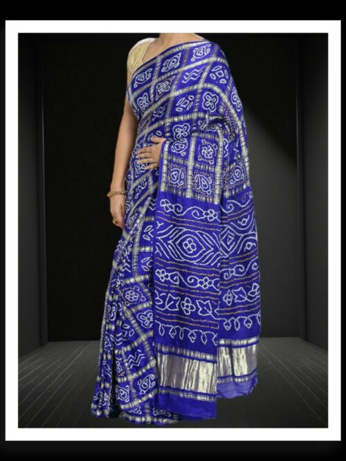 Blue Bandhani Gharchola Saree Pure GajiSilk
