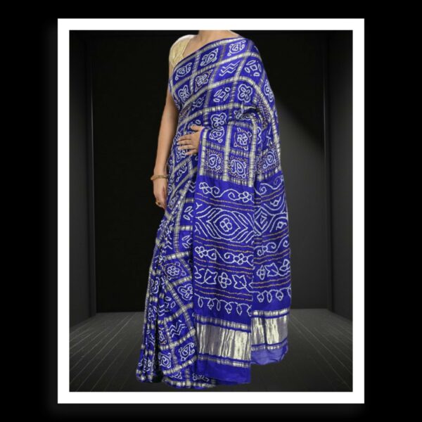 Blue Bandhani Gharchola Saree Pure GajiSilk