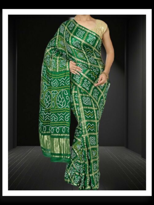 Green Bandhani Gharchola Saree Pure GajiSilk
