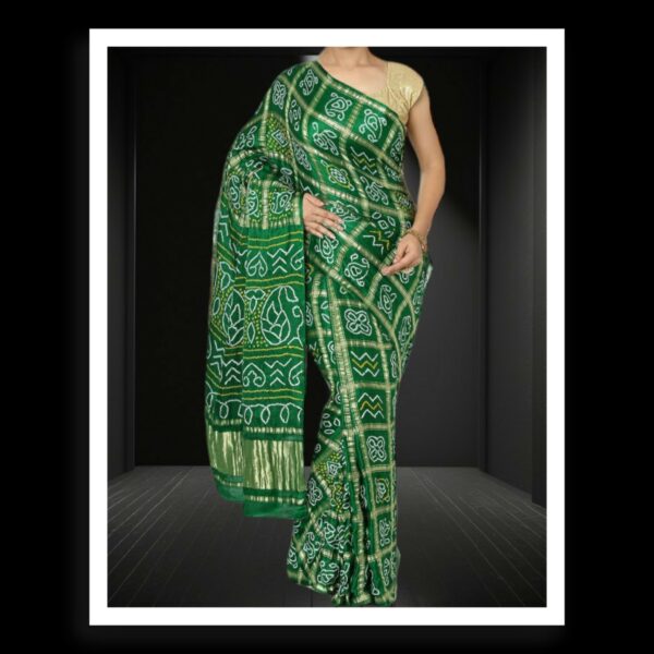 Green Bandhani Gharchola Saree Pure GajiSilk