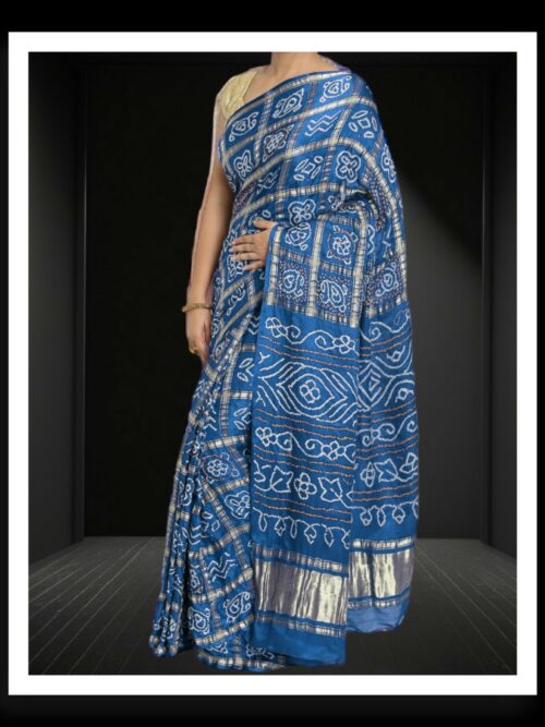Navy Blue Bandhani Gharchola Saree Pure GajiSilk