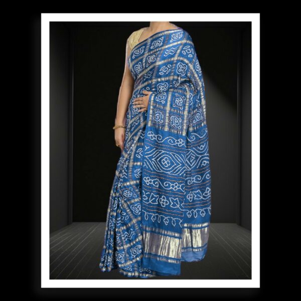 Navy Blue Bandhani Gharchola Saree Pure GajiSilk