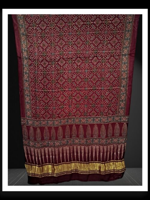 Natural Hand Block Ajrak Dupatta Pure ModalSilk