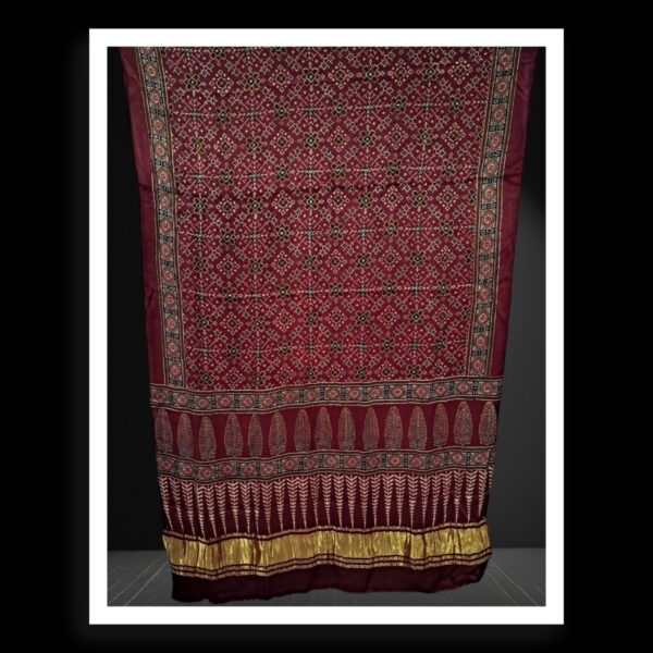 Natural Hand Block Ajrak Dupatta Pure ModalSilk