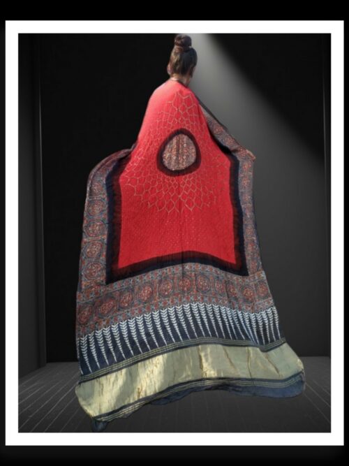 Designer Bandhani And Ajrak Dupatta Pure GajiSilk