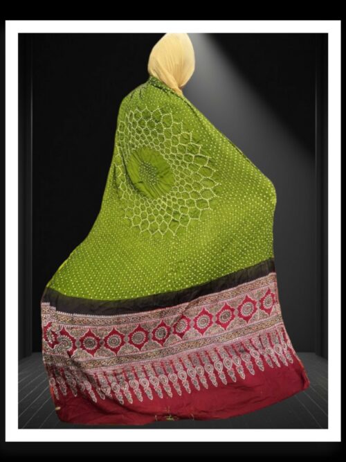 Designer Bandhani And Ajrak Dupatta Pure GajiSilk