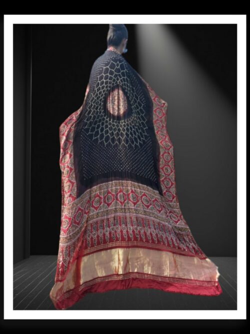 Designer Bandhani And Ajrak Dupatta Pure GajiSilk