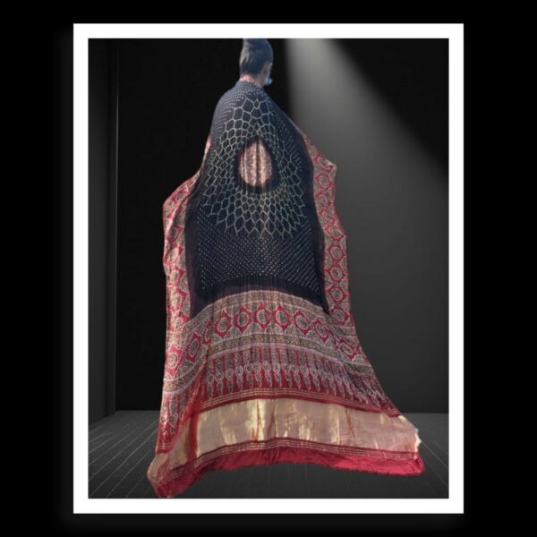 Designer Bandhani And Ajrak Dupatta Pure GajiSilk