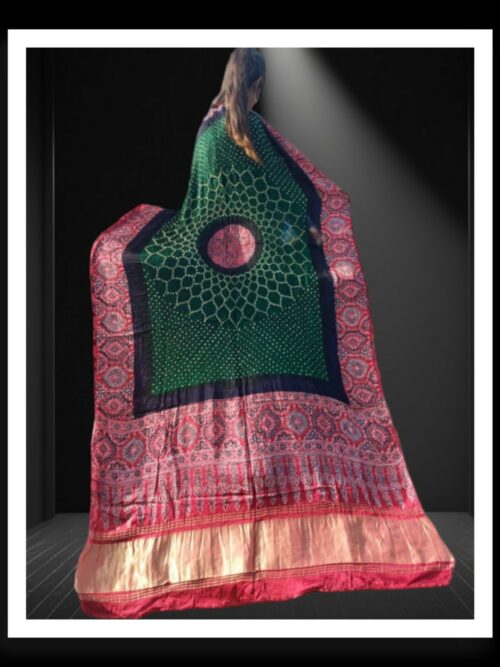 Designer Bandhani And Ajrak Dupatta Pure GajiSilk