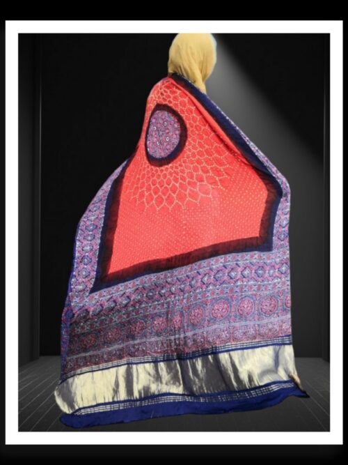 Designer Bandhani And Ajrak Dupatta Pure GajiSilk