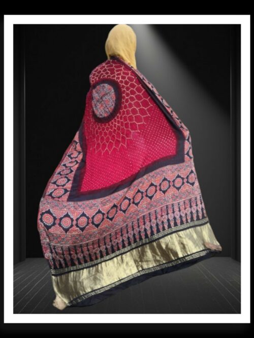 Designer Bandhani And Ajrak Dupatta Pure GajiSilk