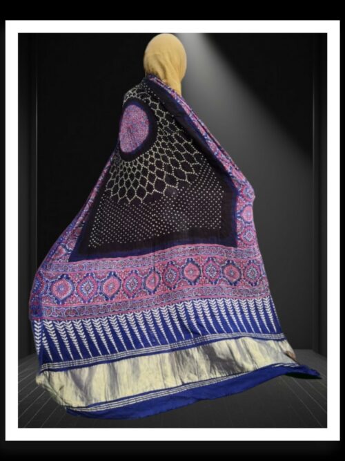 Designer Bandhani And Ajrak Dupatta Pure GajiSilk