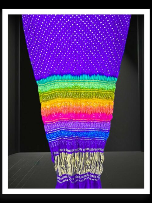 Purple Multi Color Saree Rai Bandhani Pure GajiSilk