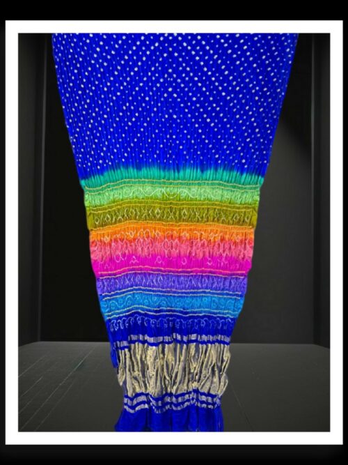 Blue Multi Color Saree Rai Bandhani Pure GajiSilk