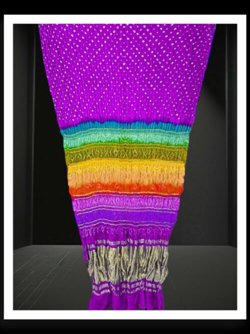 Magenta Multi Color Saree Rai Bandhani Pure GajiSilk