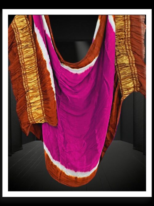 Pink Plain Lagdi Patto Dupatta Pure ModalSilk
