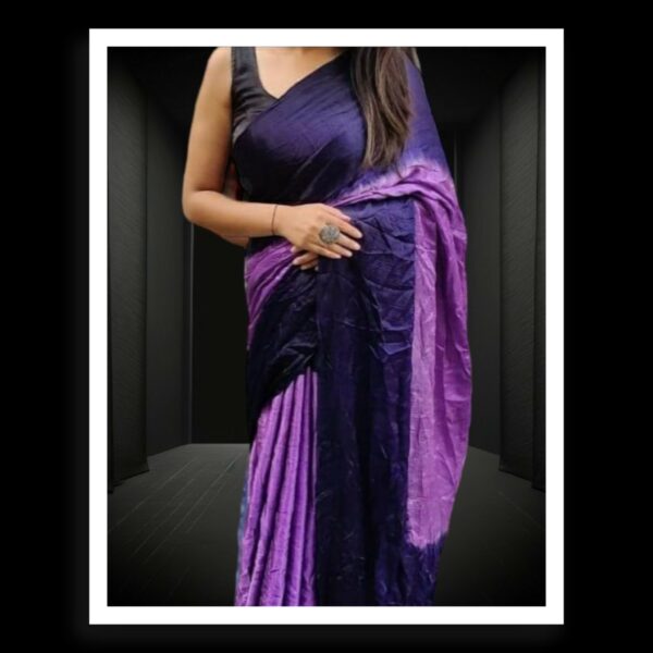 Magenta Blue Red Plain Saree Pure Modal Silk