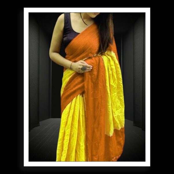 Rust Yellow Plain Saree Pure Modal Silk