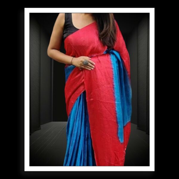 Red Sky Plain Saree Pure Modal Silk