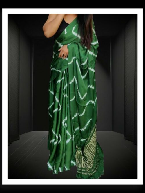 Green Shibori Leheriya Saree Pure Modal Silk