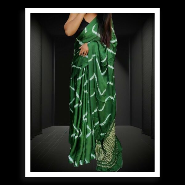 Green Shibori Leheriya Saree Pure Modal Silk