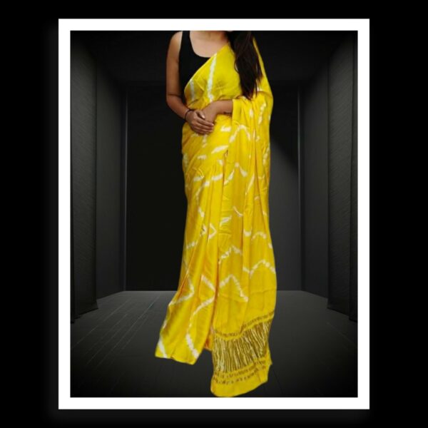 Yellow Shibori Leheriya Saree Pure Modal Silk