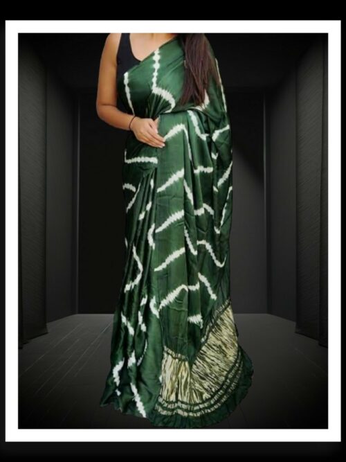 Dark Green Shibori Leheriya Saree Pure Modal Silk