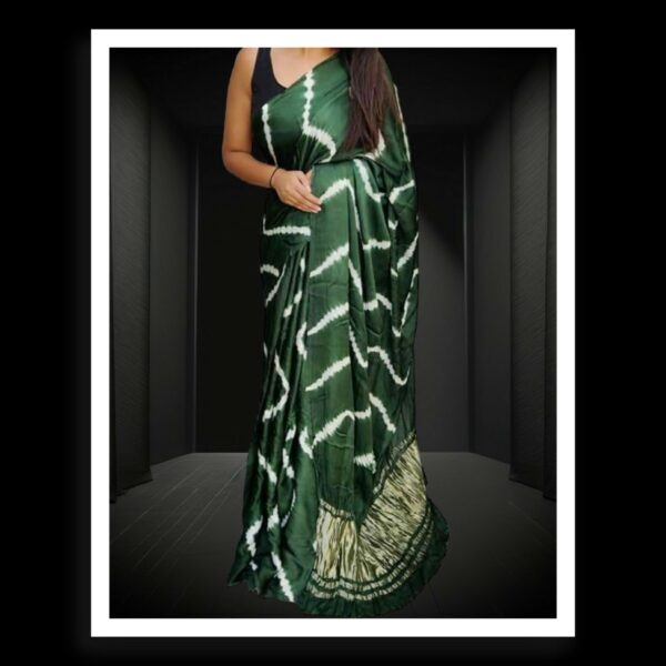 Dark Green Shibori Leheriya Saree Pure Modal Silk