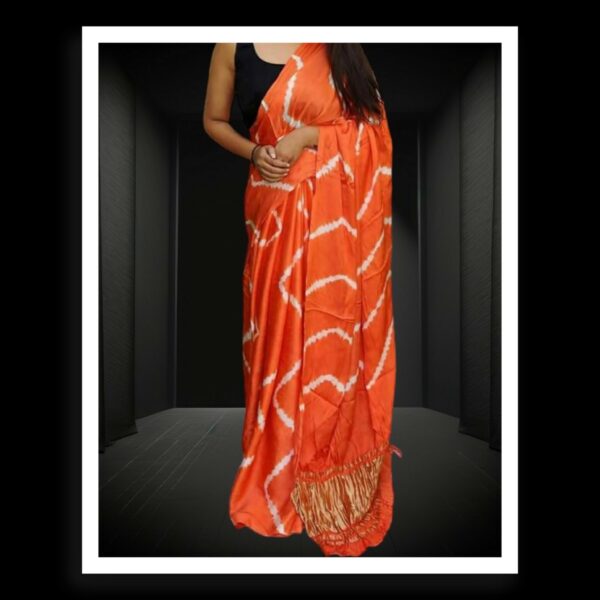 Orange Shibori Leheriya Saree Pure Modal Silk