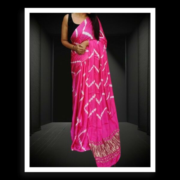 Pink Shibori Leheriya Saree Pure Modal Silk