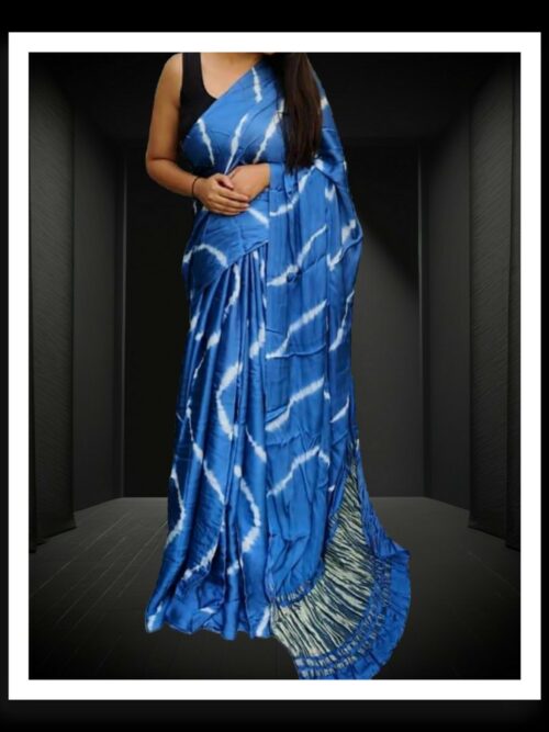 Sky Shibori Leheriya Saree Pure Modal Silk