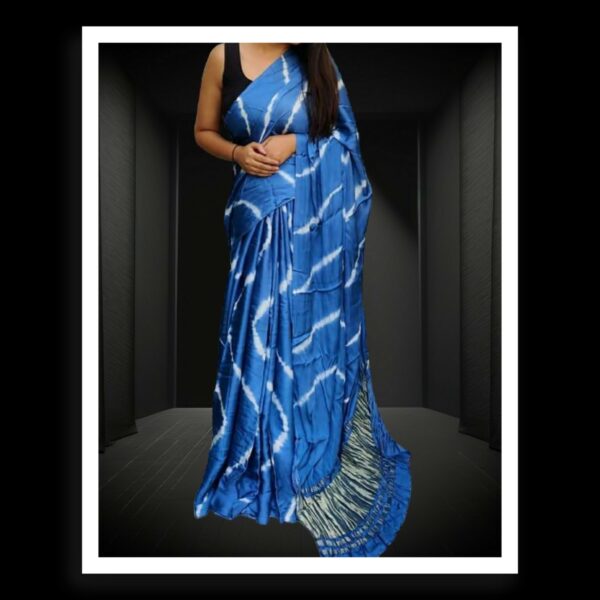 Sky Shibori Leheriya Saree Pure Modal Silk